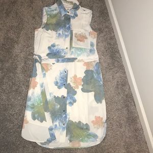 Calvin Klein button down sleeveless floral dress